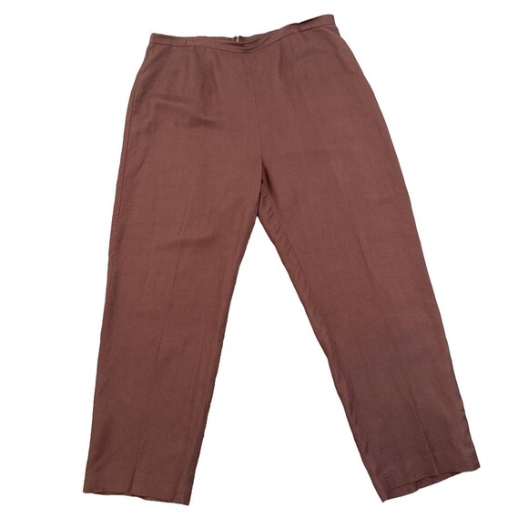 Coldwater Creek Women’s Plus W18 Linen Blend Pants Brown Straight Leg High Rise - Picture 1 of 8